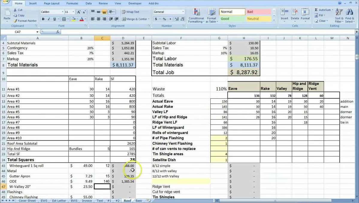 Quantity Surveyor Excel Spreadsheets In Cost Estimating Sheet With Excel For The General Contractor