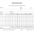 Quantity Takeoff Spreadsheet With Detail Sheet Data Carried Forward From Quantity Takeoff Regarding