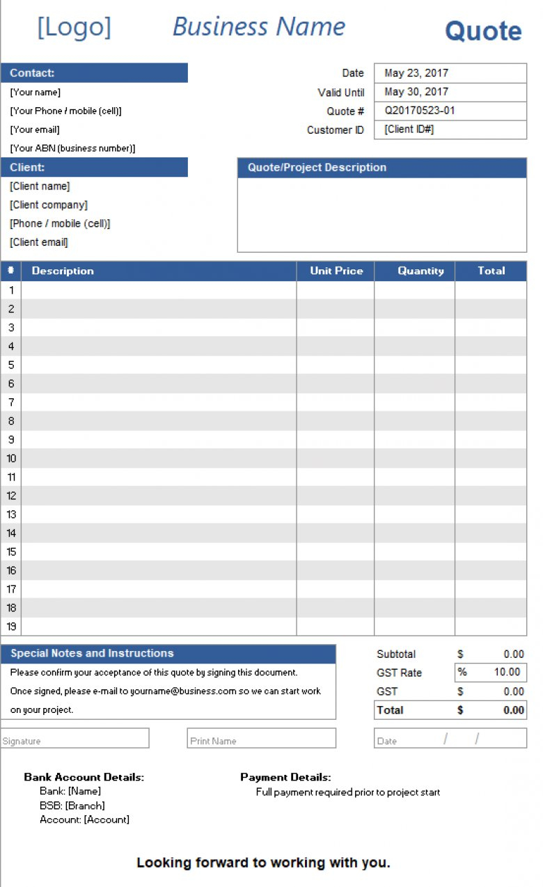 Quote Spreadsheet Throughout Quotation Spreadsheet Template Quotation Templates – Diff Templates