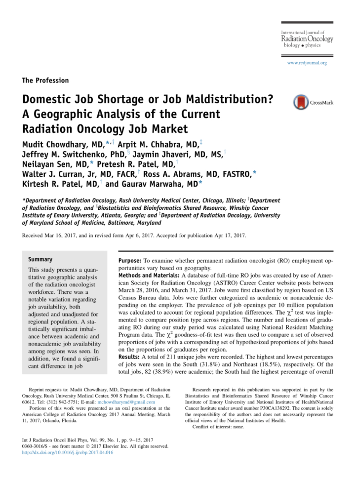 Radiation Oncology Interview Spreadsheet 2017 With Regard To Employment After Radiation Oncology Residency: A Survey Of The Class Radiation Oncology Interview Spreadsheet 2017 With Regard To Employment After Radiation Oncology Residency: A Survey Of The Class