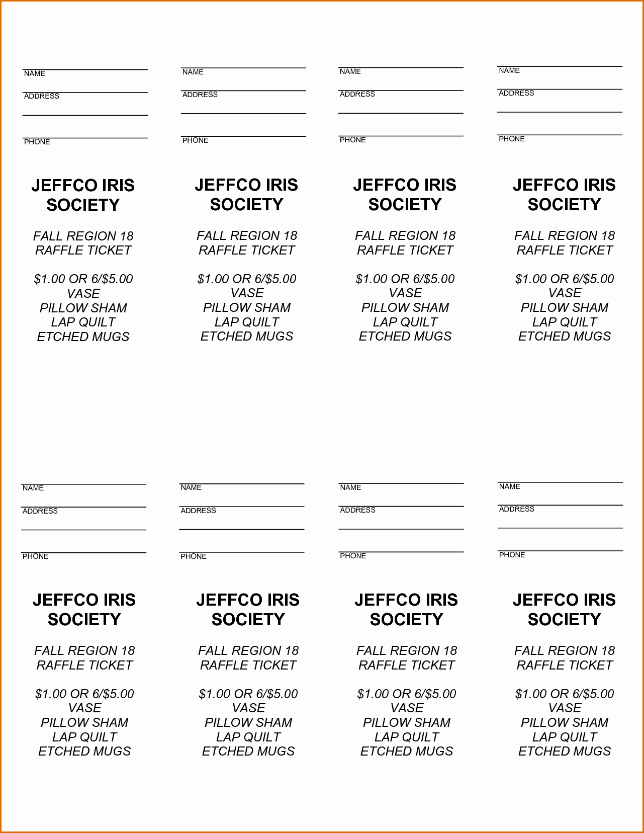 Raffle Ticket Spreadsheet intended for Google Docs Raffle Ticket