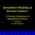 Ragsdale Spreadsheet Modeling Pertaining To Spreadsheet Modeling  Decision Analysis:  Ppt Download