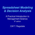 Ragsdale Spreadsheet Modeling Within Ppt  Spreadsheet Modeling  Decision Analysis Powerpoint