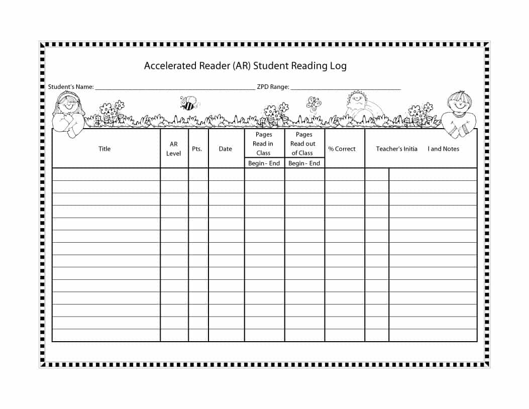 Reading Log Spreadsheet In 47 Printable Reading Log Templates For Kids, Middle School  Adults