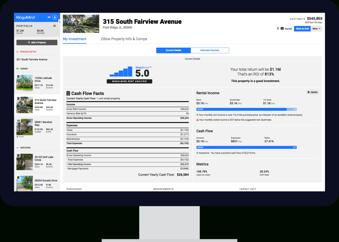 Real Estate Deal Analyzer Spreadsheet Regarding House Flipping Calculator  Rental Projection Tools  Mogulmind