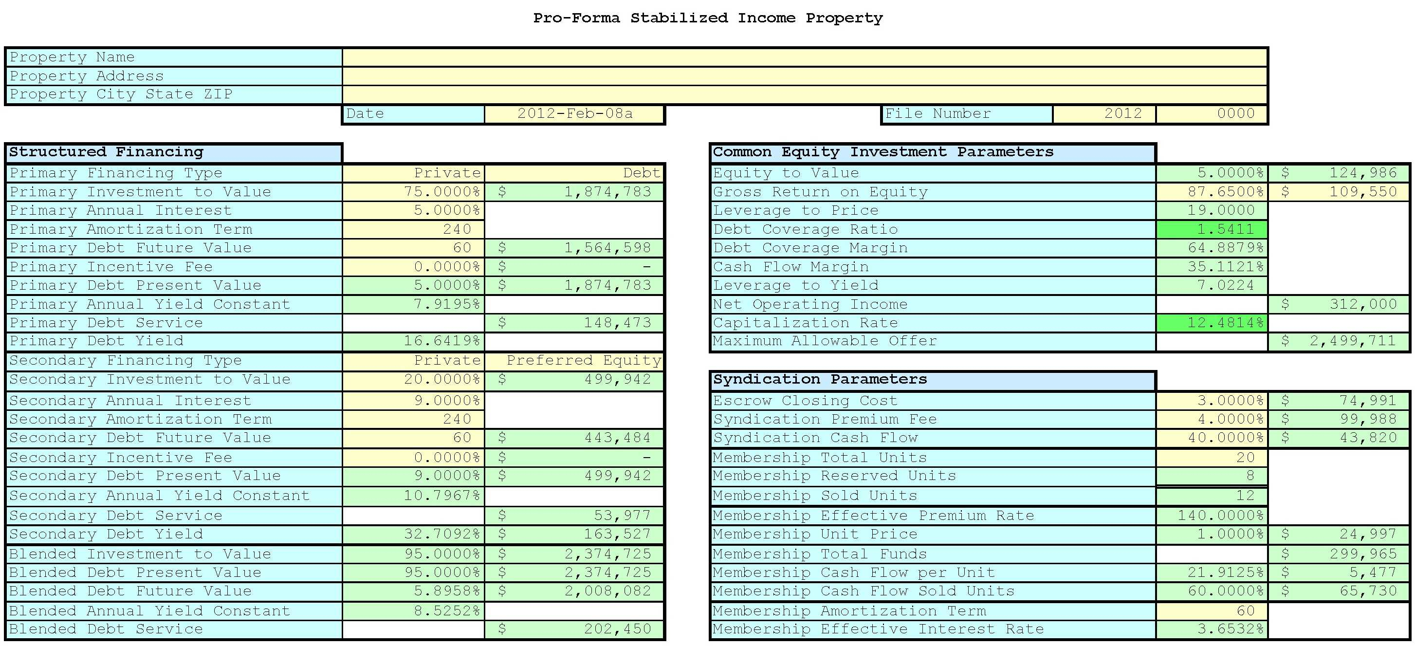Real Estate Pro Forma Spreadsheet with regard to 67 Real Estate Pro