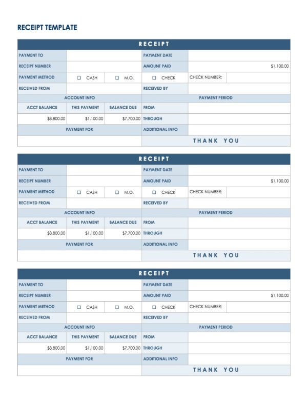 Receipt Spreadsheet Template Download