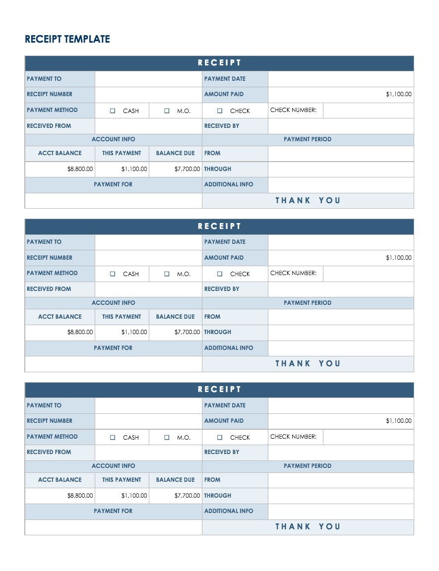 Receipt Spreadsheet Template