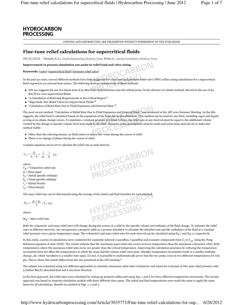 Relief Valve Sizing Spreadsheet With Pdf Finetune Relief Calculations For Supercritical Fluids Improved