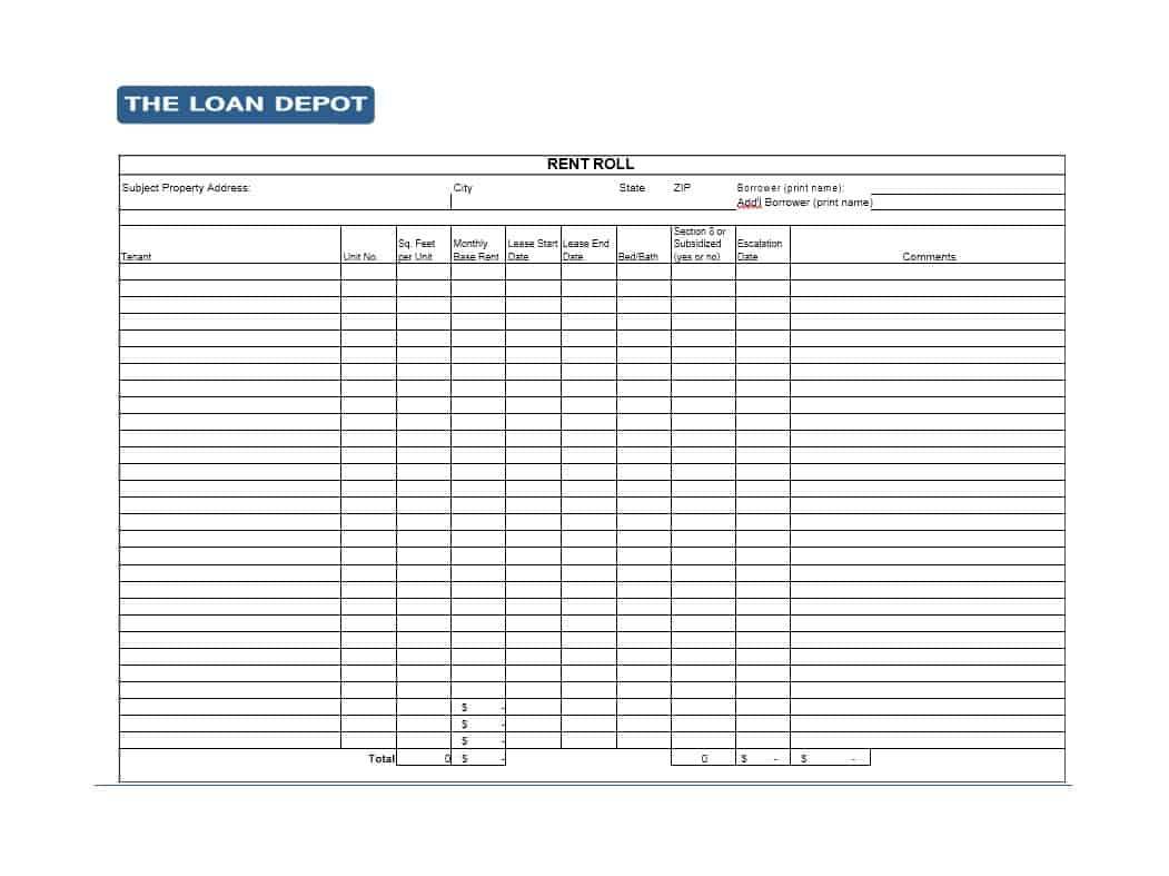 Rent Roll Spreadsheet With 47 Rent Roll Templates  Forms  Template Archive