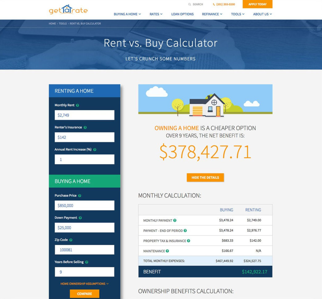 Rent Vs Buy Spreadsheet With Regard To Rent Vs. Buy Calculator: Try It ...