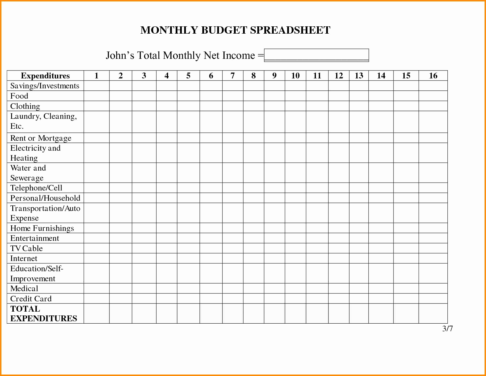 monthly bills and expenses spreadsheet
