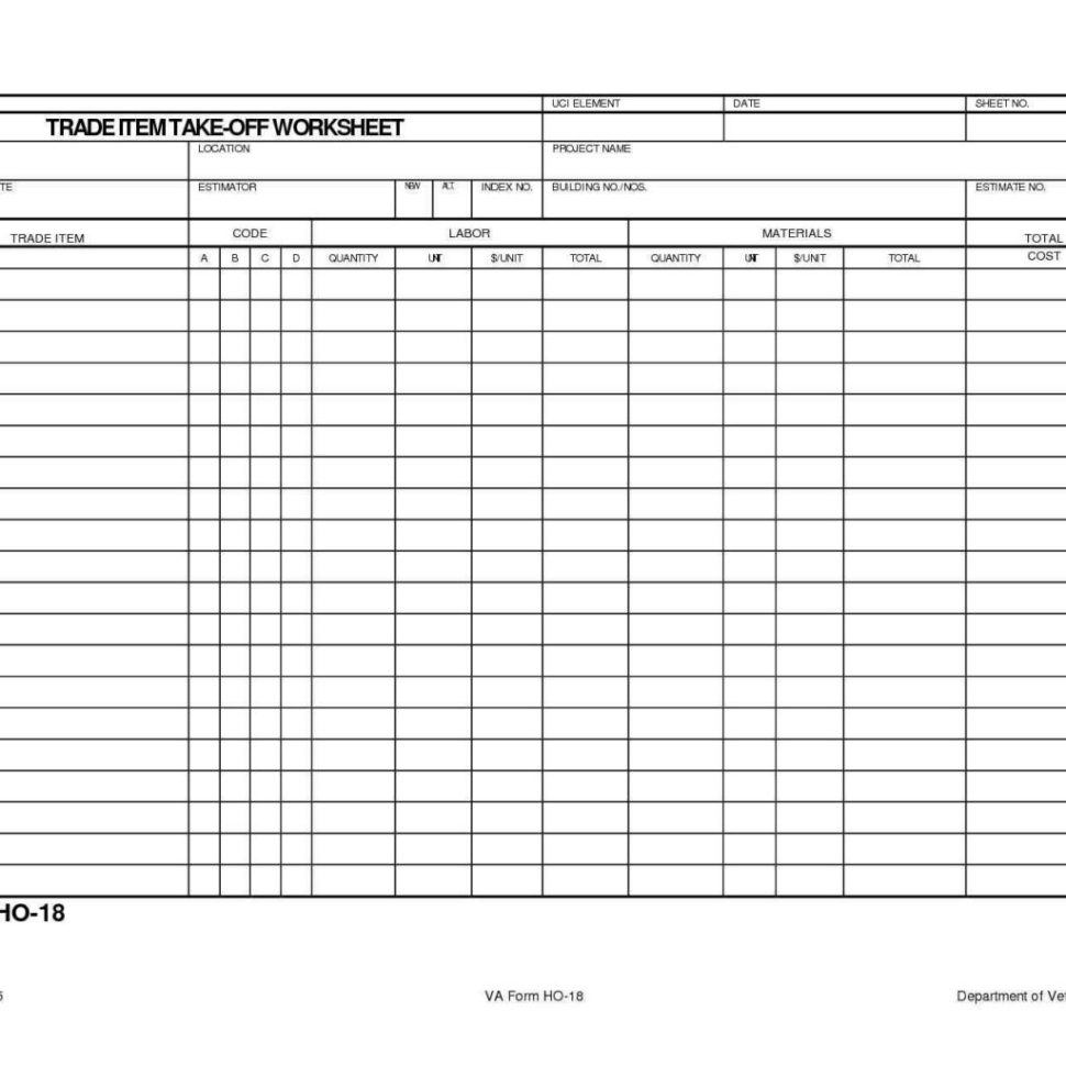 Residential Electrical Estimating Spreadsheet —