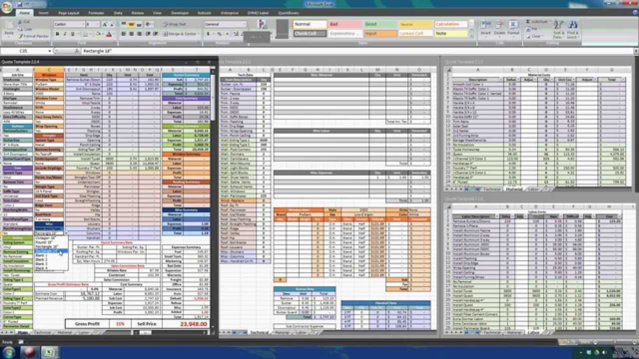 Residential Estimating Spreadsheet with Residential Construction Cost