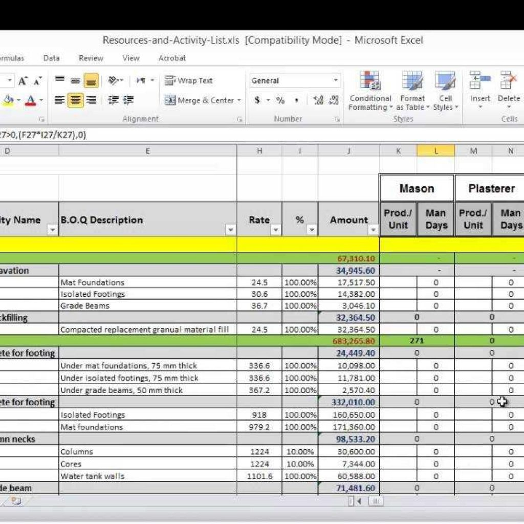 Resource Management Excel Sheet
