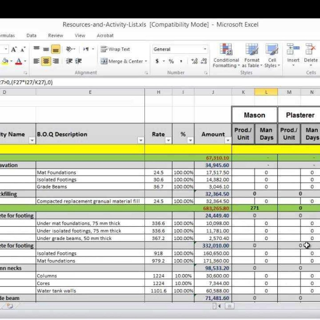 Resource Management Spreadsheet Template within Resource Management