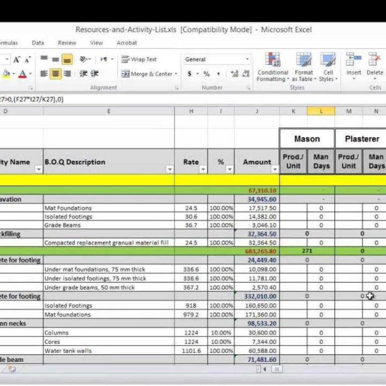 Resource Spreadsheet intended for Resource Management Spreadsheet Excel