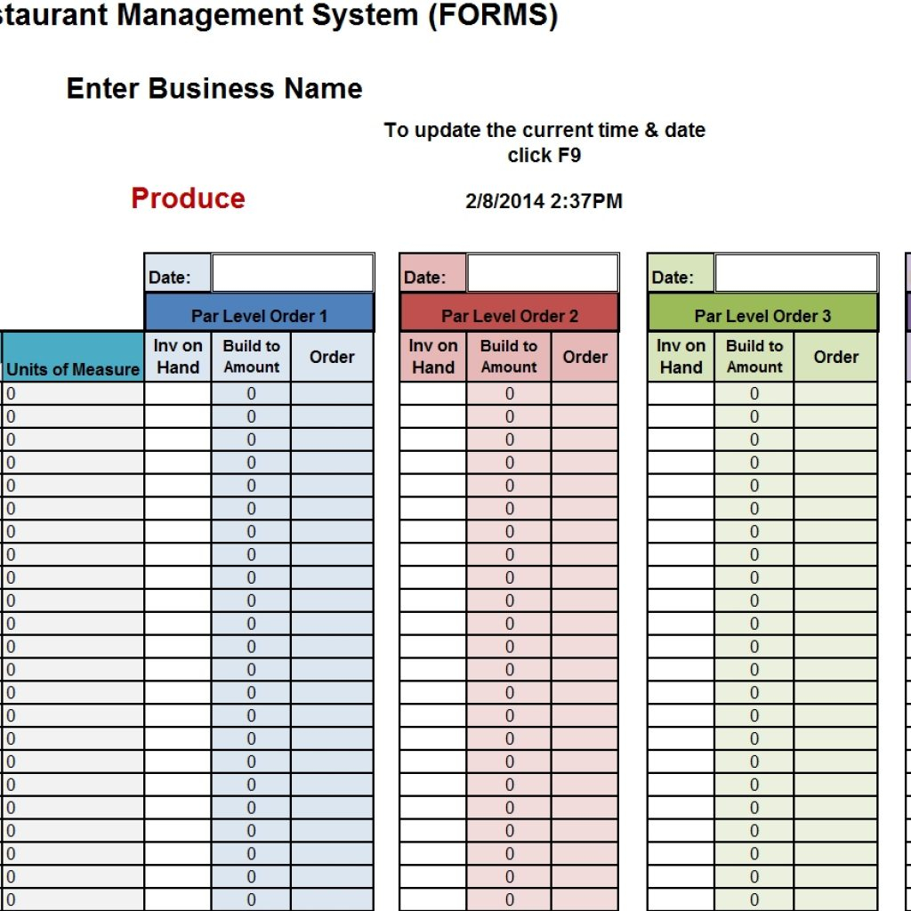 Restaurant Inventory Excel Template 2023 Template Printable