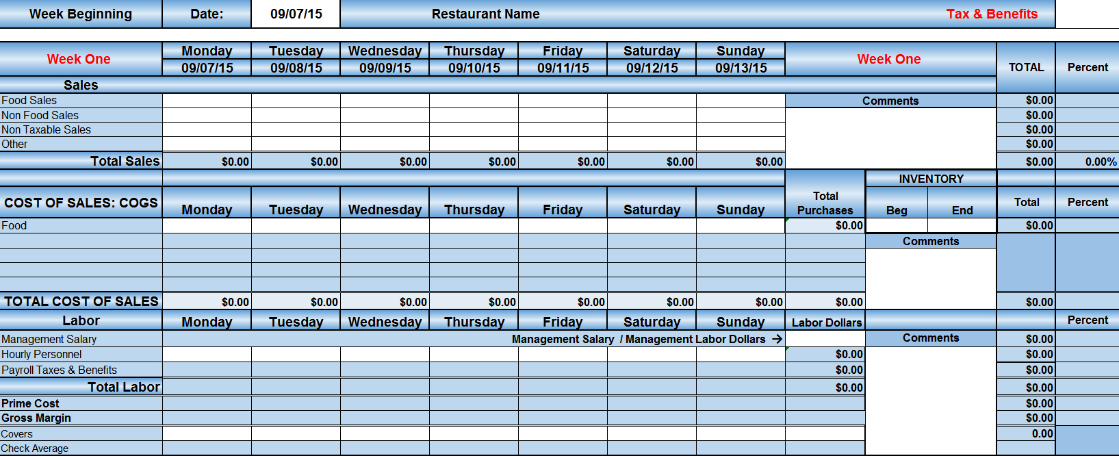 Restaurant Labor Cost Spreadsheet For Restaurant Excel Spreadsheets  Aljererlotgd