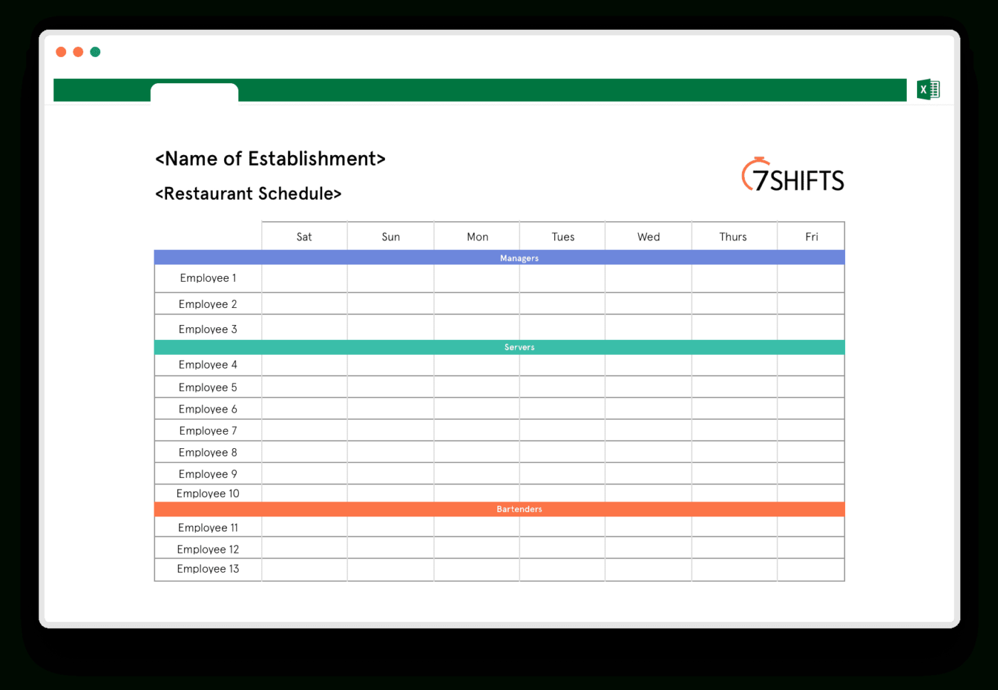 Restaurant Spreadsheet Templates In Restaurant Schedule Excel Template  7Shifts