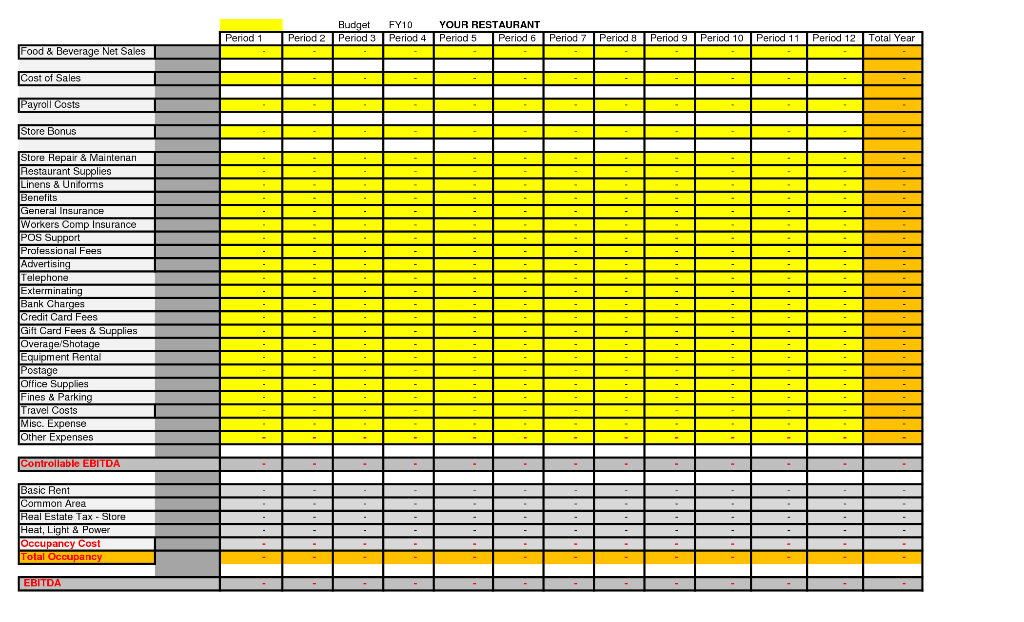 Restaurant Spreadsheets Free — Db 9604