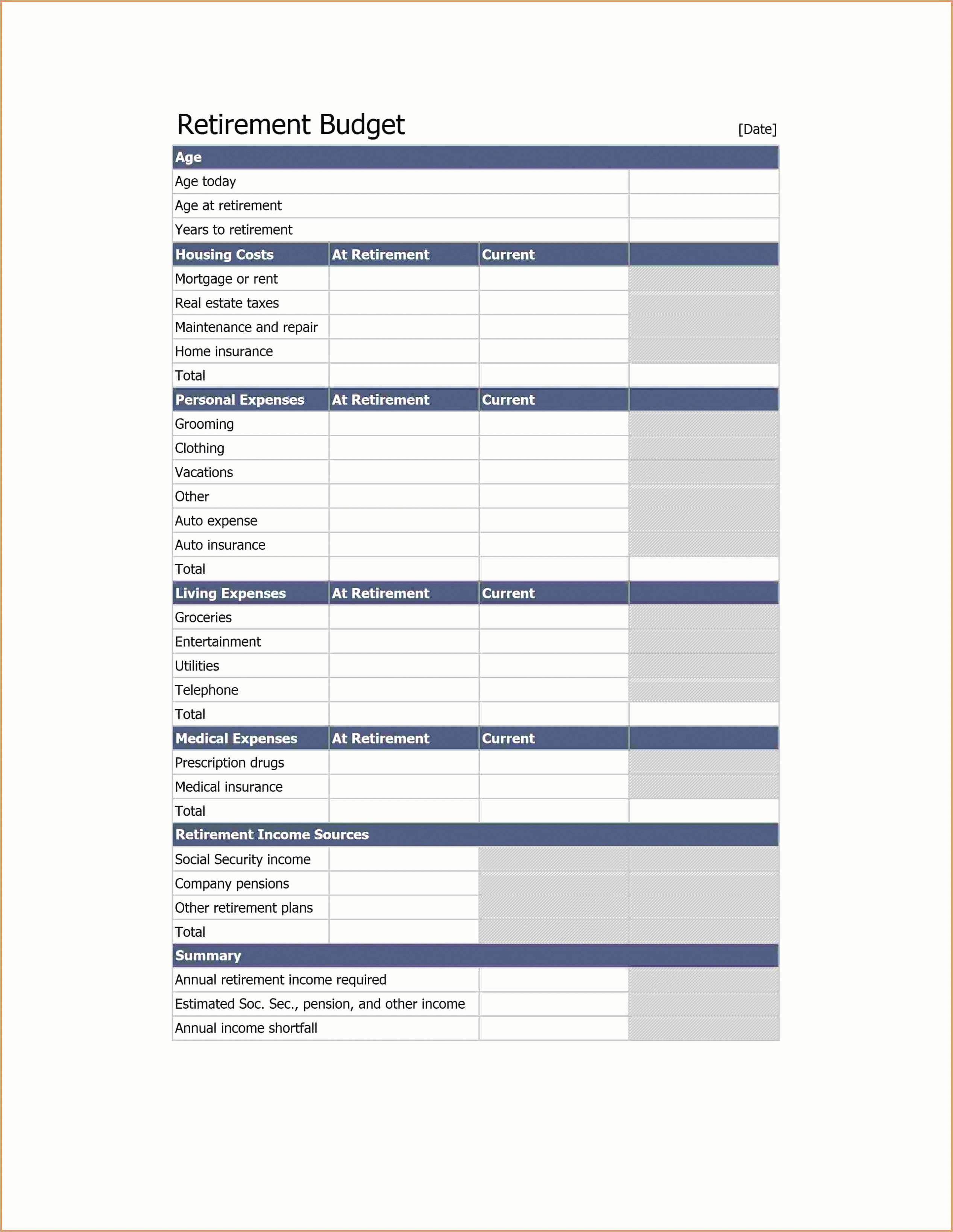 Retirement Budget Spreadsheet Excel For Sample Budget Worksheet Excel Spreadsheet Template Free Food