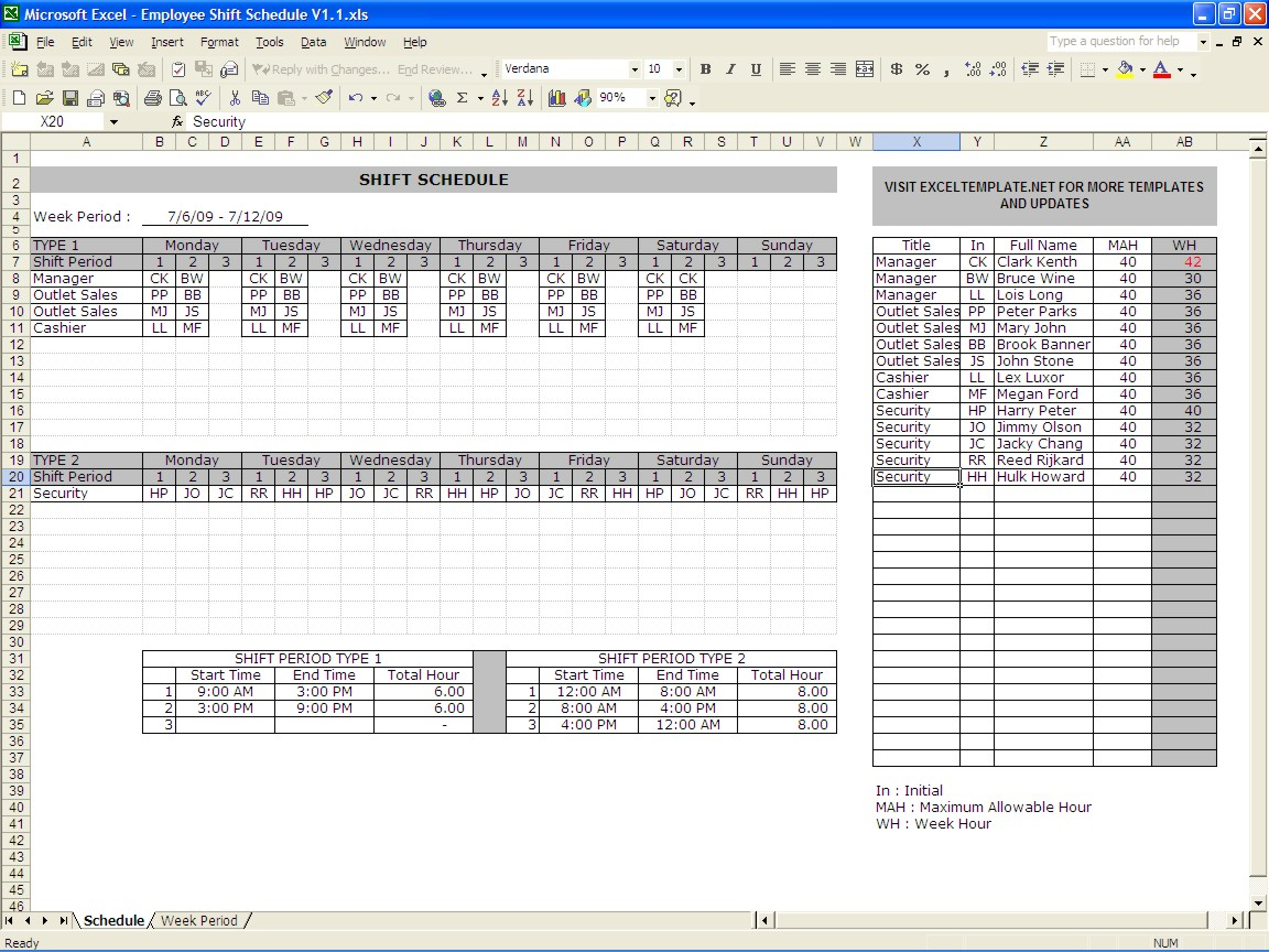 Rota Spreadsheet Template in Shift Schedule Excel  Kasare.annafora.co