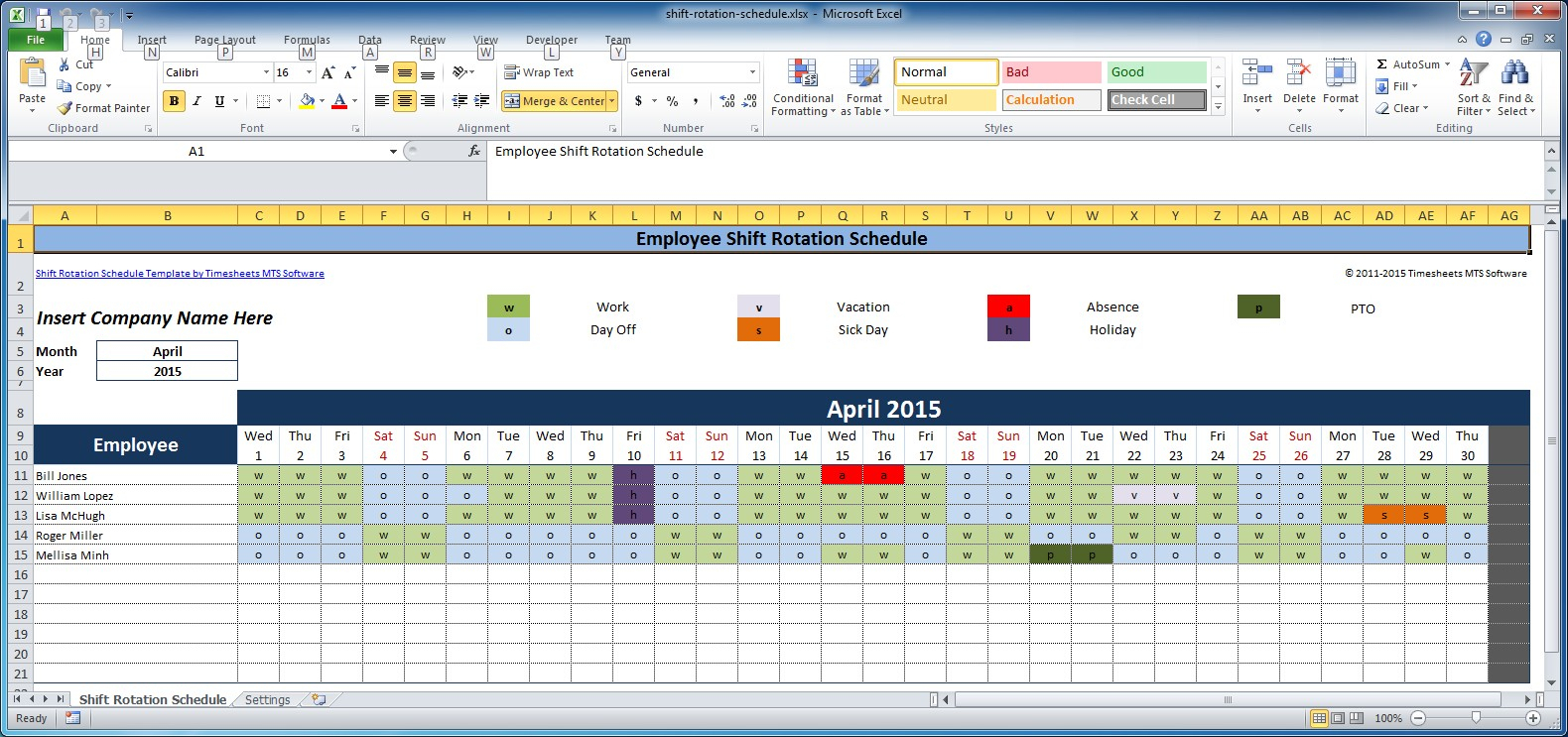 google sheet employee schedule template