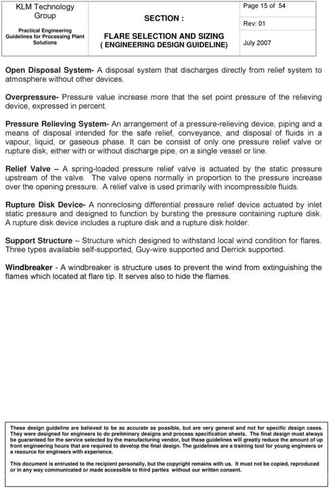 Rupture Disc Sizing Spreadsheet Within Flare Selection And Sizing Engineering Design Guideline  Pdf