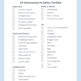 Rv Maintenance Spreadsheet Throughout Rv Checklists: 6 Printable Packing Lists  Campanda