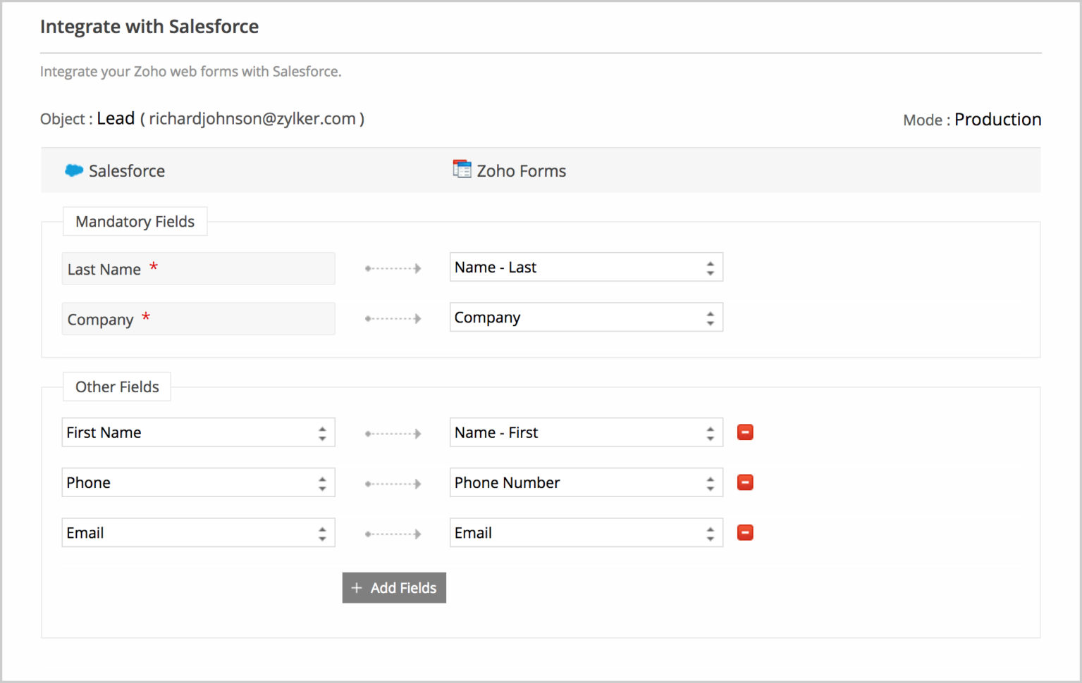 Salesforce Spreadsheet App For Salesforce Integration  Zoho Forms  User Guide