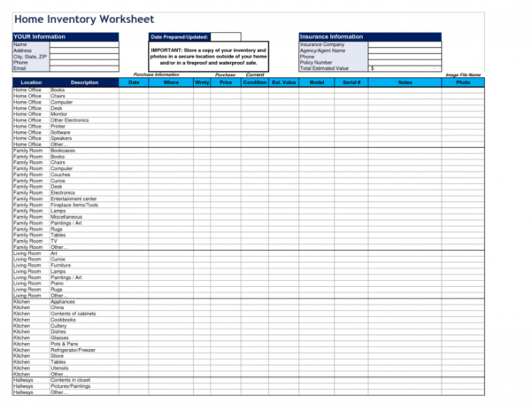 Salon Inventory Spreadsheet pertaining to Home Inventory Spreadsheet ...