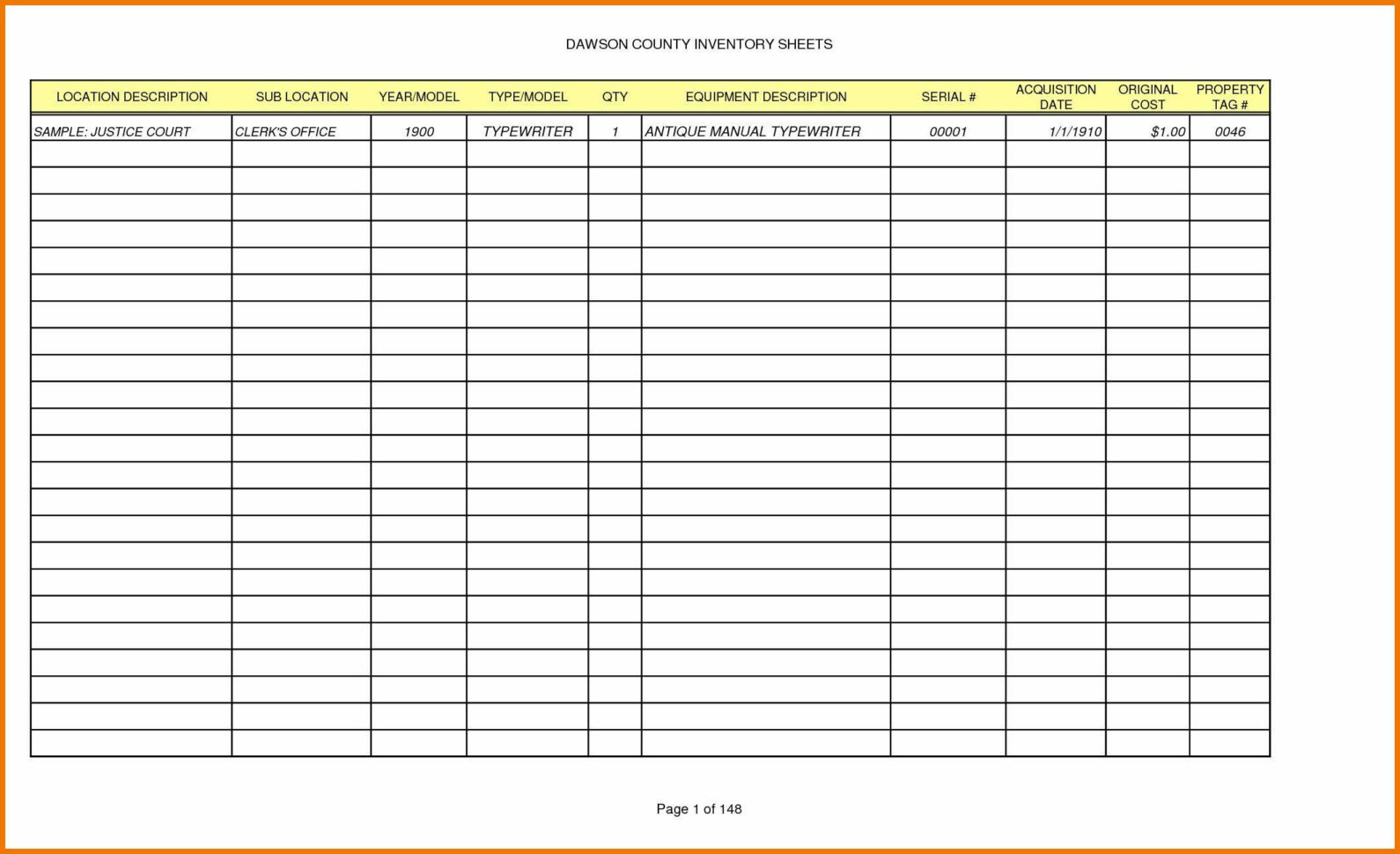 Sample Inventory Tracking Spreadsheet pertaining to ...
