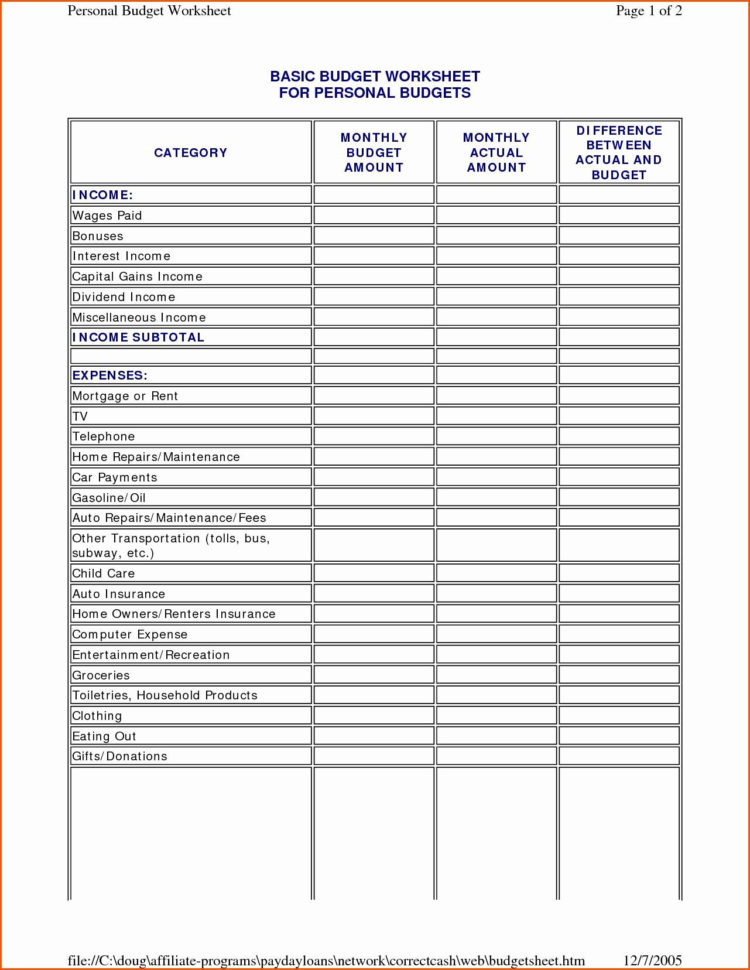 Sample Monthly Budget Spreadsheet Throughout Monthly Budget Worksheet Printable  Briefencounters Worksheet