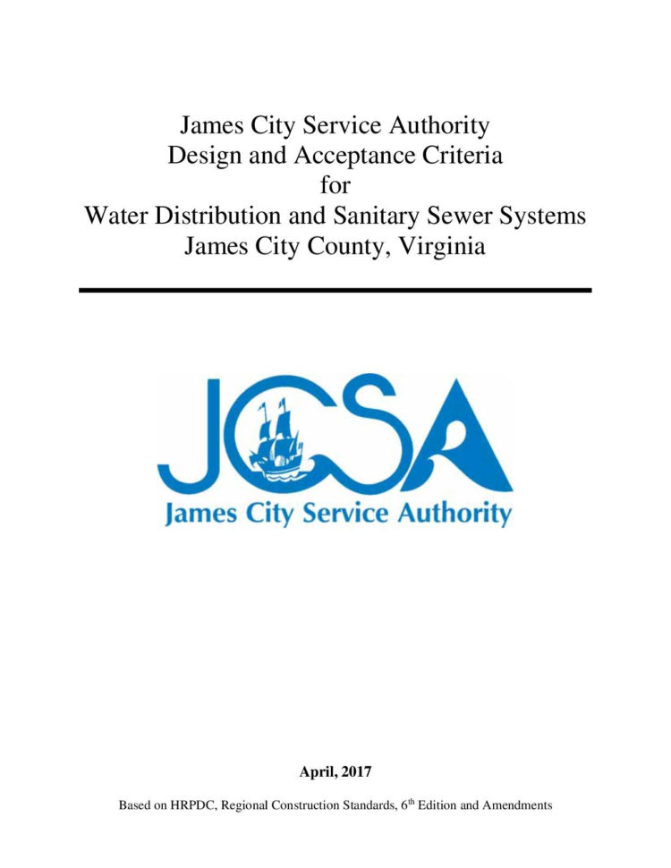 Sanitary Sewer Design Spreadsheet Intended For Calaméo  Jcsa Design And Acceptance Criteria April 2017