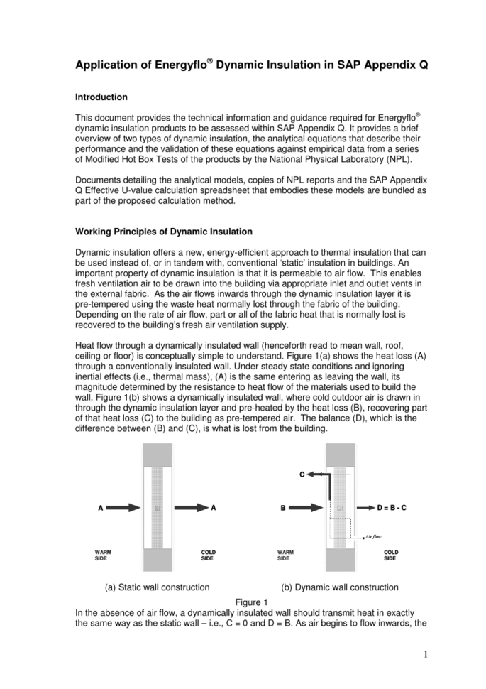 Sap Calculation Spreadsheet Throughout Pdf Application Of Energyflo® Dynamic Insulation In Sap Appendix Q
