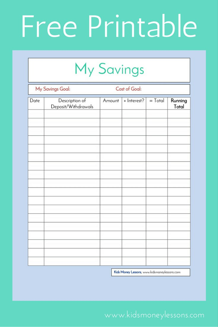 printable planner savings goal free