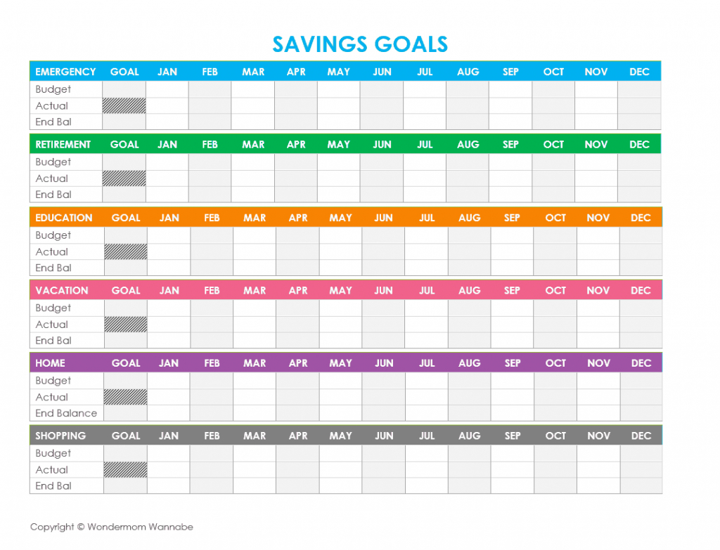 Savings Goal Tracker Spreadsheet Throughout Free Printable Family