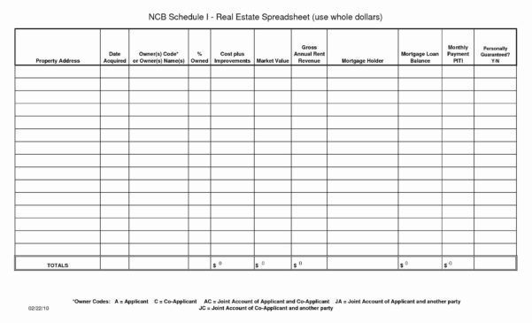 Schedule Of Real Estate Owned Spreadsheet — db-excel.com