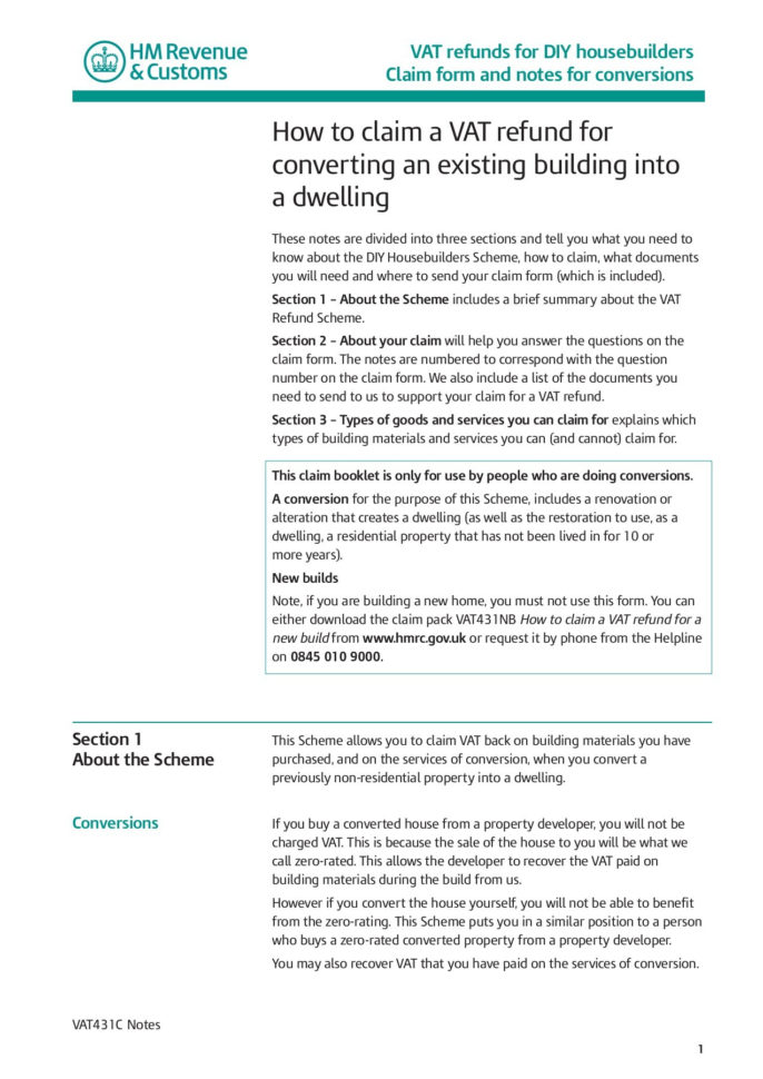 Self Build Vat Reclaim Spreadsheet Regarding How To Claim A Vat Refund For Converting An Existing  Pages 1