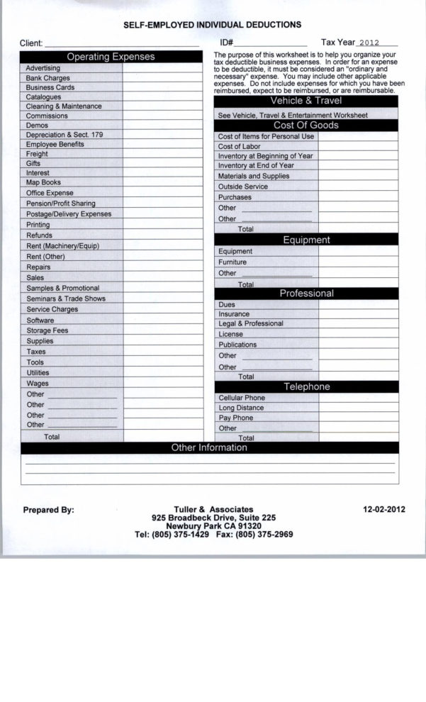 Self Employed Expense Spreadsheet Spreadsheet Download self employed ...