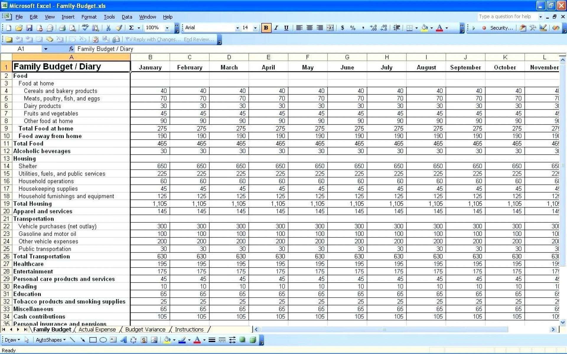 excell spreadsheet for monthly expenses