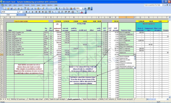 Self Employed Record Keeping Spreadsheet — Db 1672