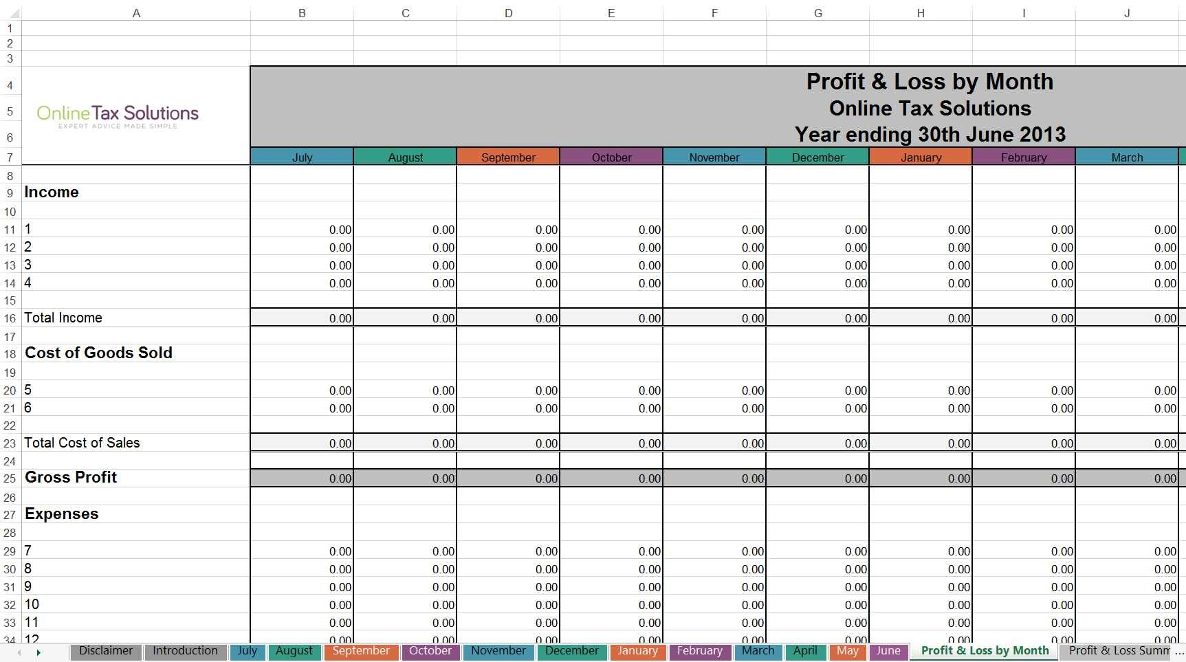 Self Employed Spreadsheet Templates Free