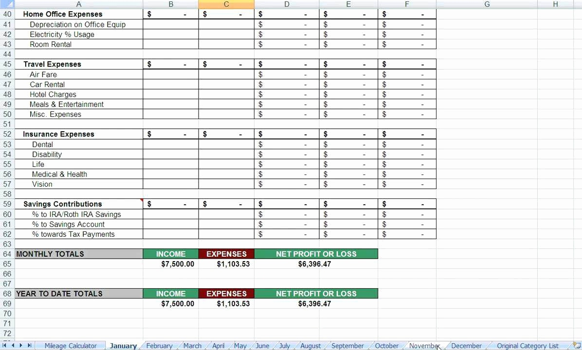 Self Employed Tax Spreadsheet with regard to Tax Deduction