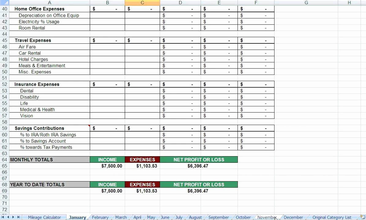 Free Tax Deduction Sheet For Self Employed