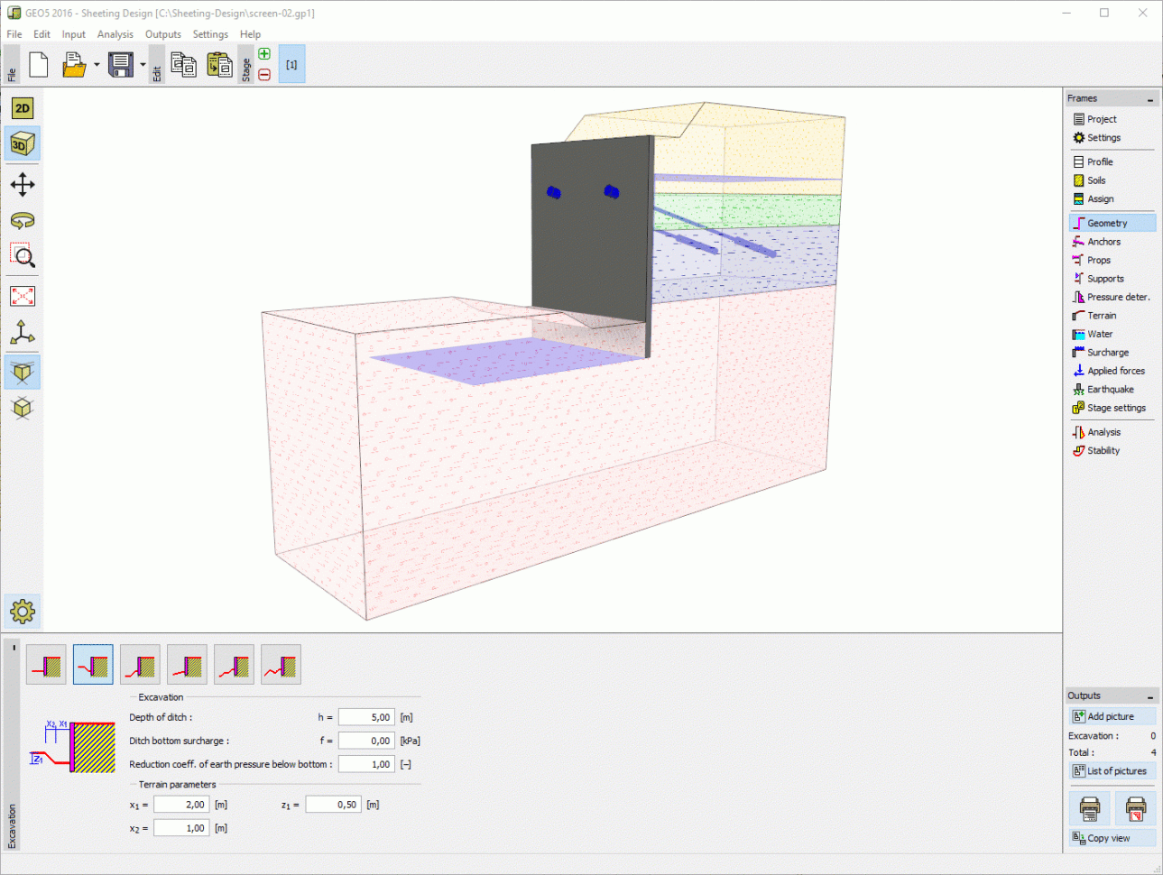 Sheet Pile Wall Design Spreadsheet For Sheeting Design  Geotechnical Software Geo5  Fine