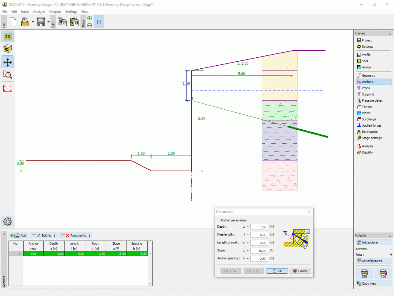 Sheet Pile Wall Design Spreadsheet Regarding Sheeting Design  Geotechnical Software Geo5  Fine