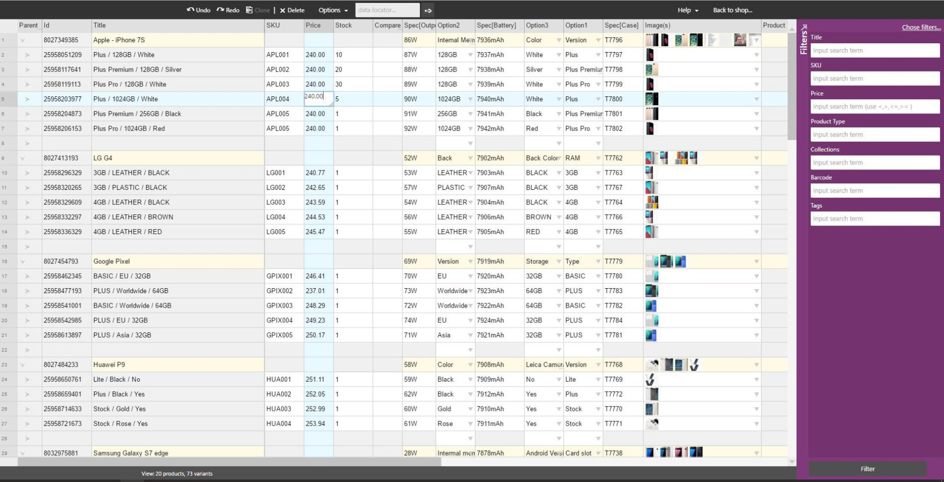 Shopify Spreadsheet Within Shopify Excellike Product Manager  Holest Engineering