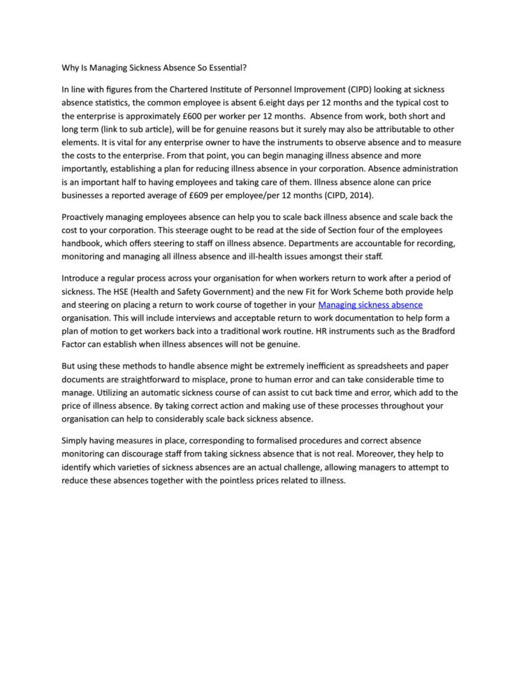 Sickness Absence Monitoring Spreadsheet Inside Why Is Managing Sickness Absence So Essentialreducing Absence